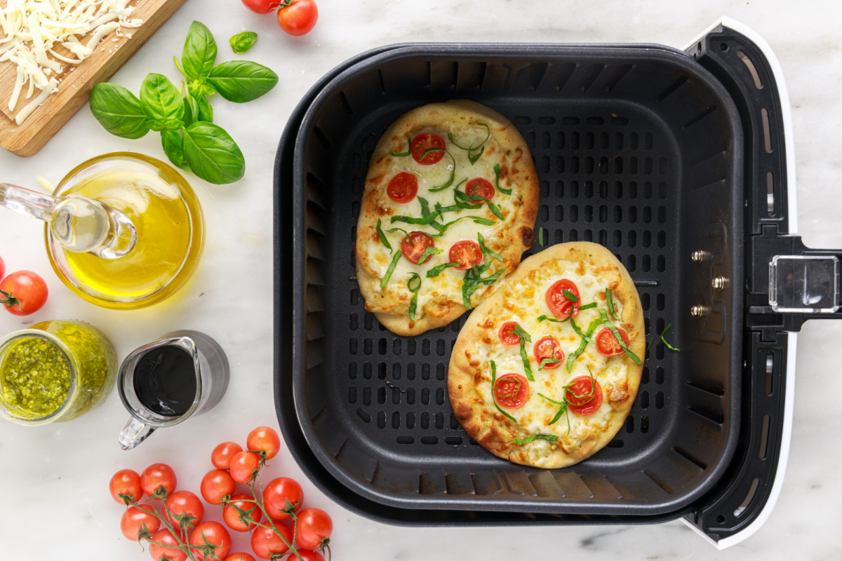 Air Fryer Caprese Pizza in air fryer