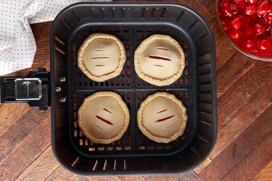 4 hand pies in air fryer basket