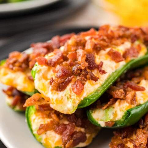 Air fryer jalapeno poppers on a plate