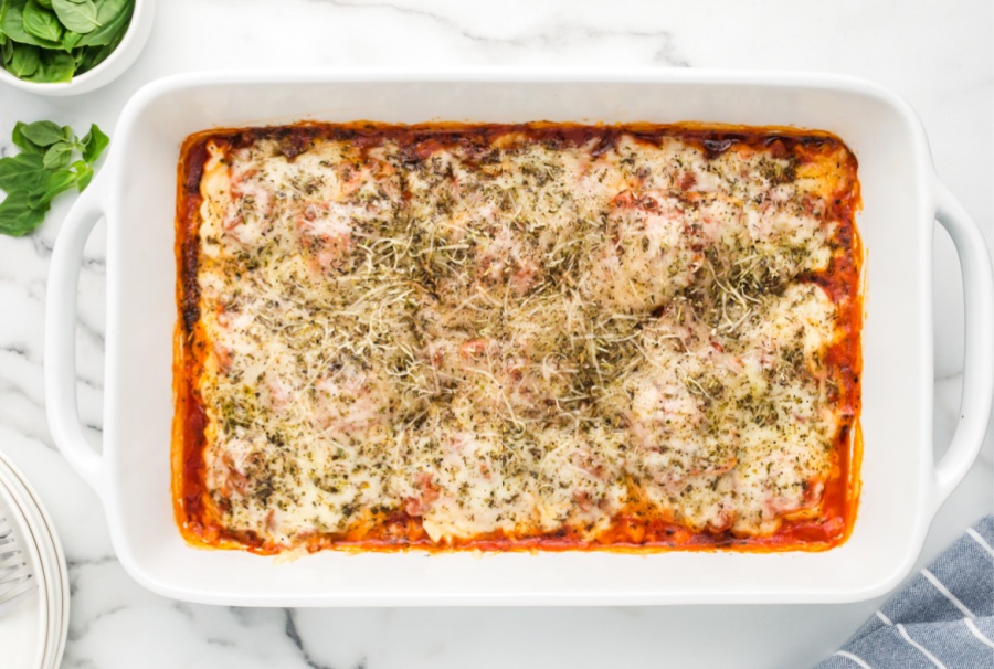 Baked Ravioli Casserole dish