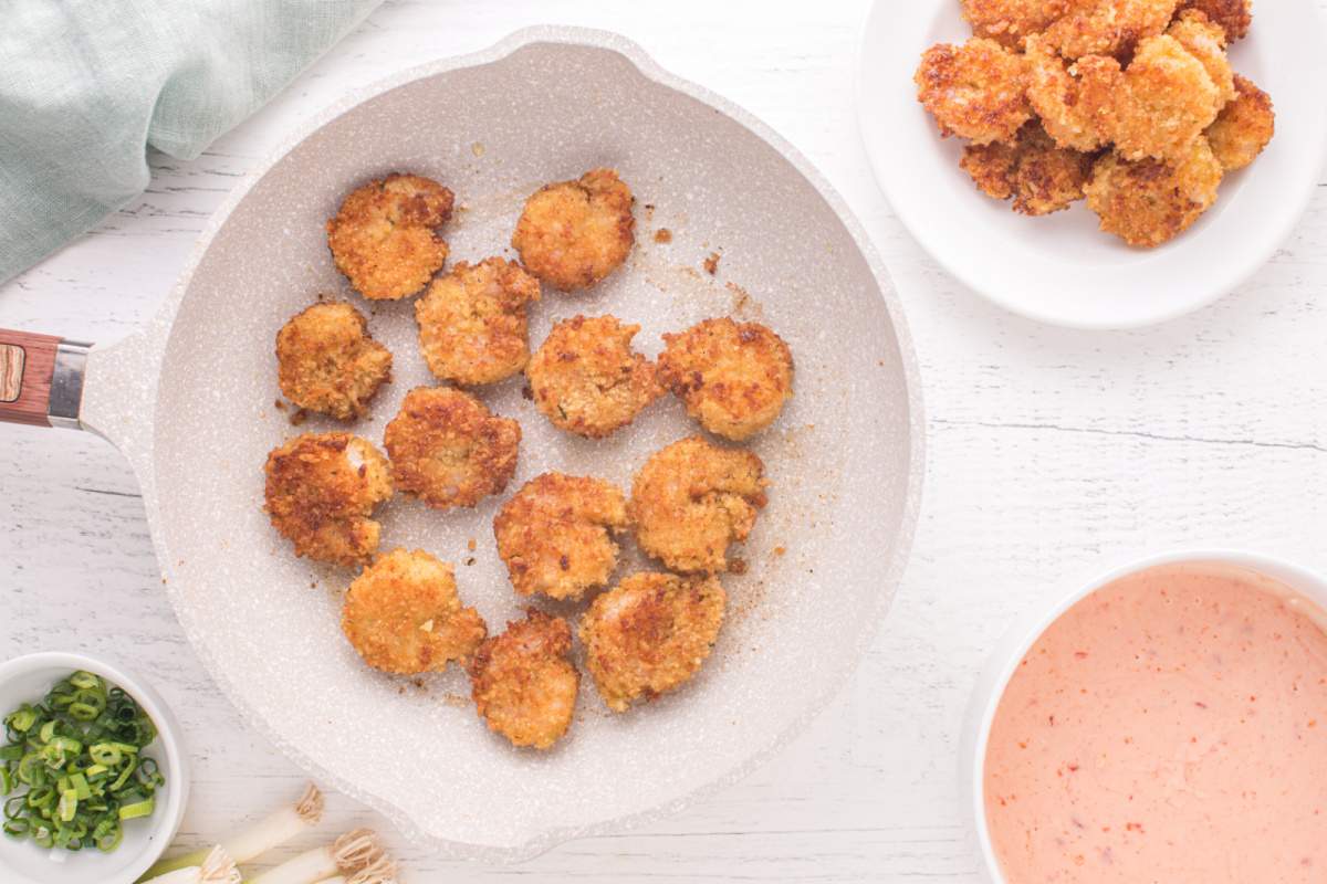 shrimp cooking in pan