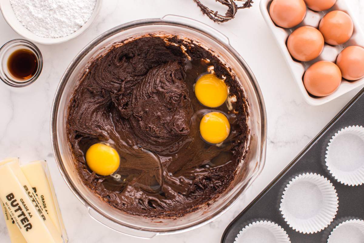 eggs added into cake mix