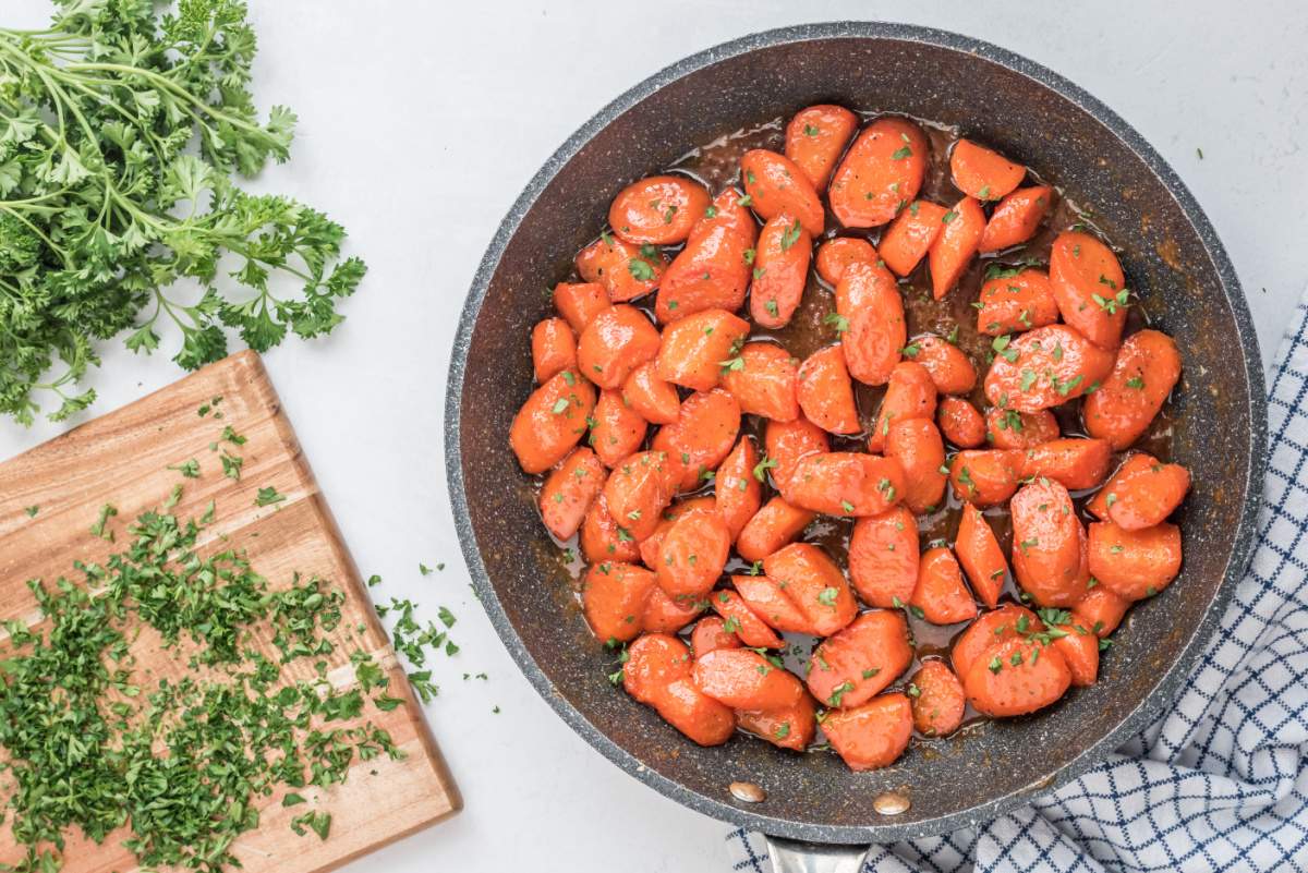 carrots cooking in pan