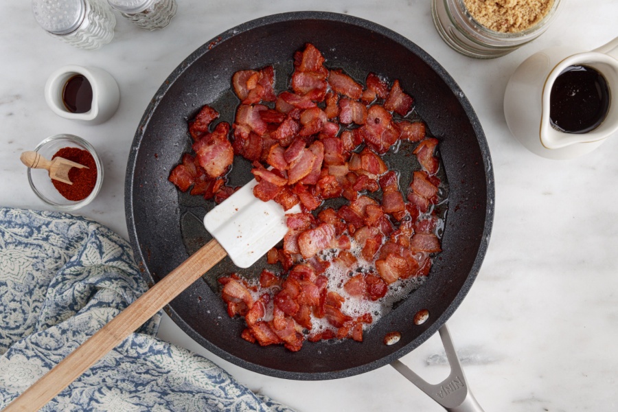 bacon cooking in a pan