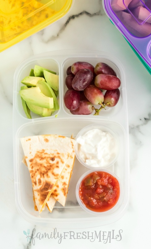 Top down image of Cheese Quesadilla Lunchbox