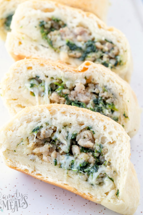 Cheesy Sausage Spinach Bread - Family Fresh Meals