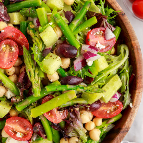 Chopped Asparagus and Chickpea Salad in a bowl