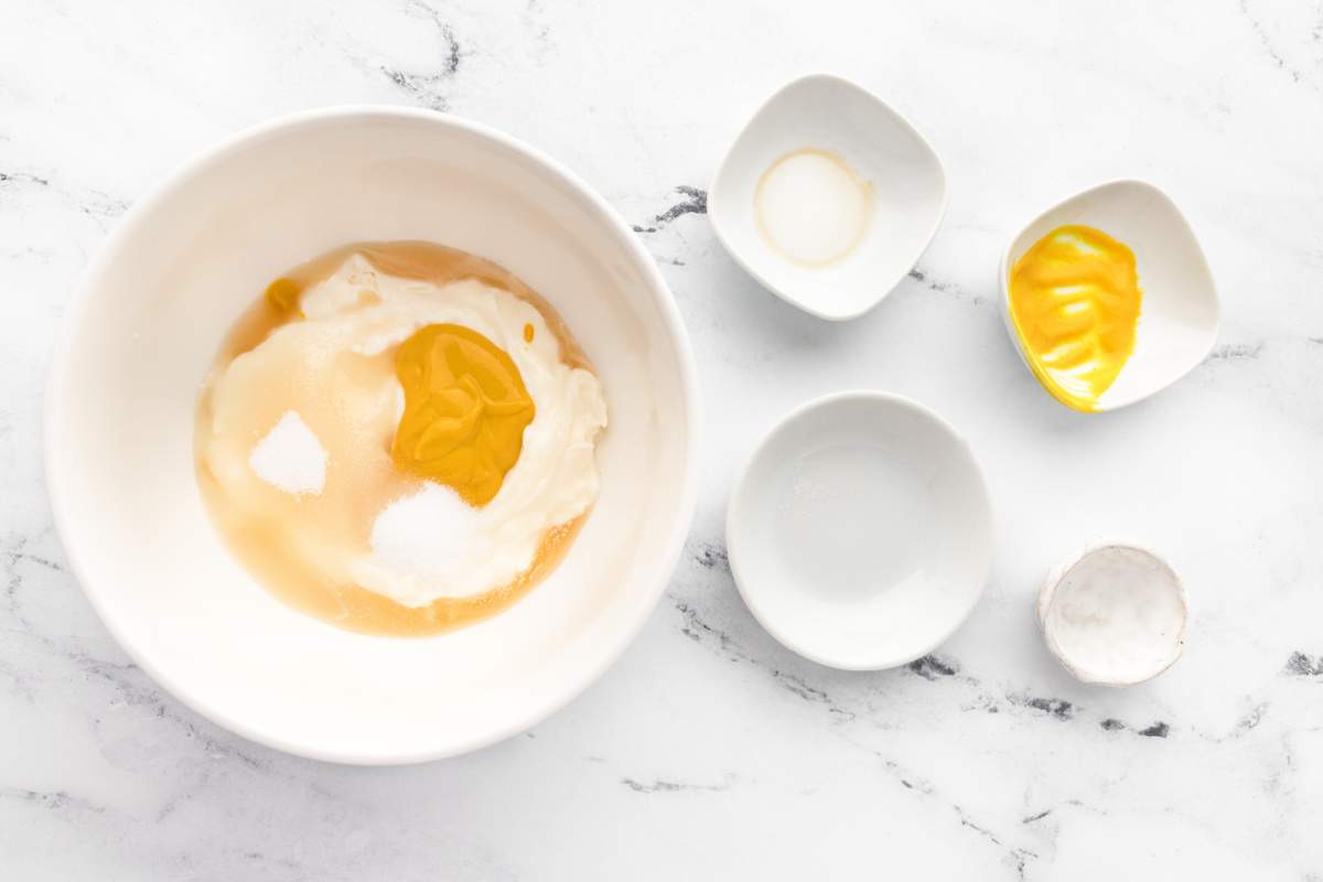 dressing ingredients in a bowl