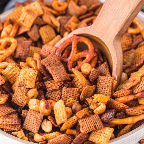 Classic Slow Cooker Chex Mix in a bowl