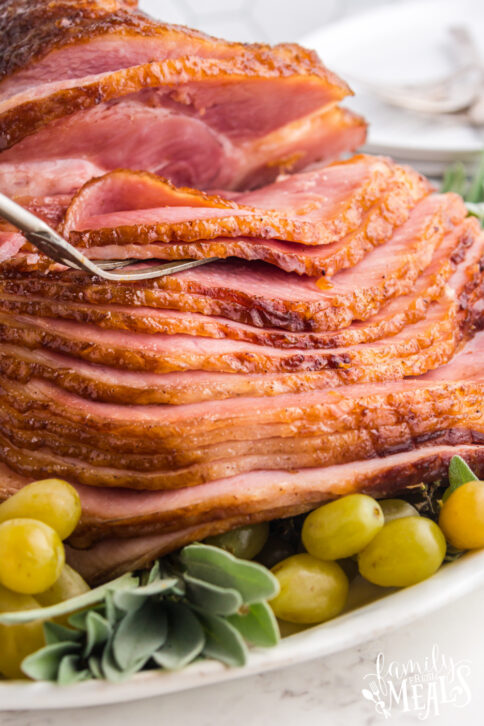 Copycat Honey Baked Ham on a serving platter