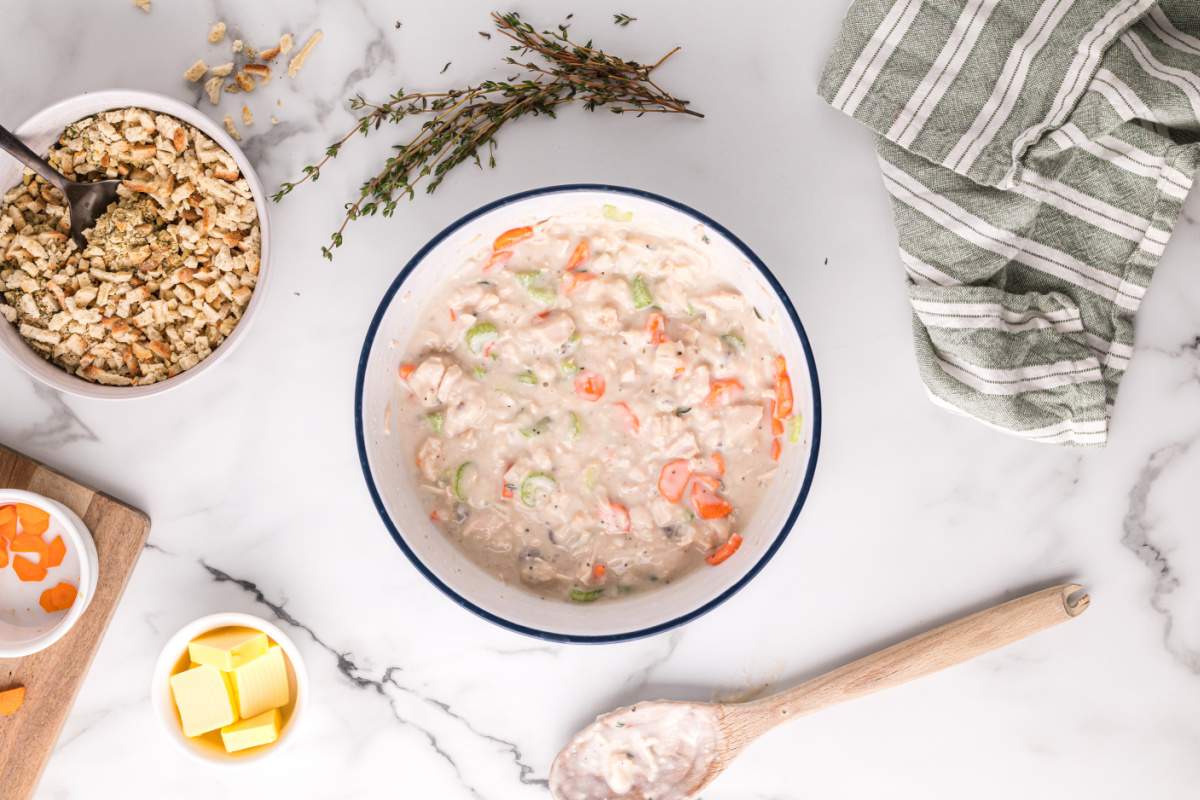 casserole mixture in bowl