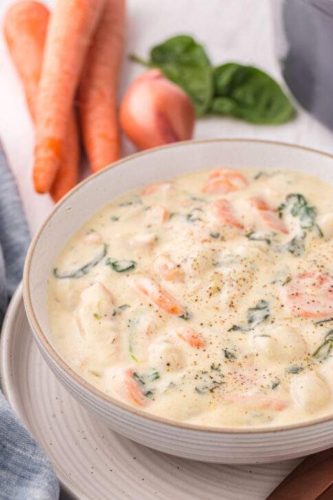 Creamy Chicken Gnocchi Soup in a bowl