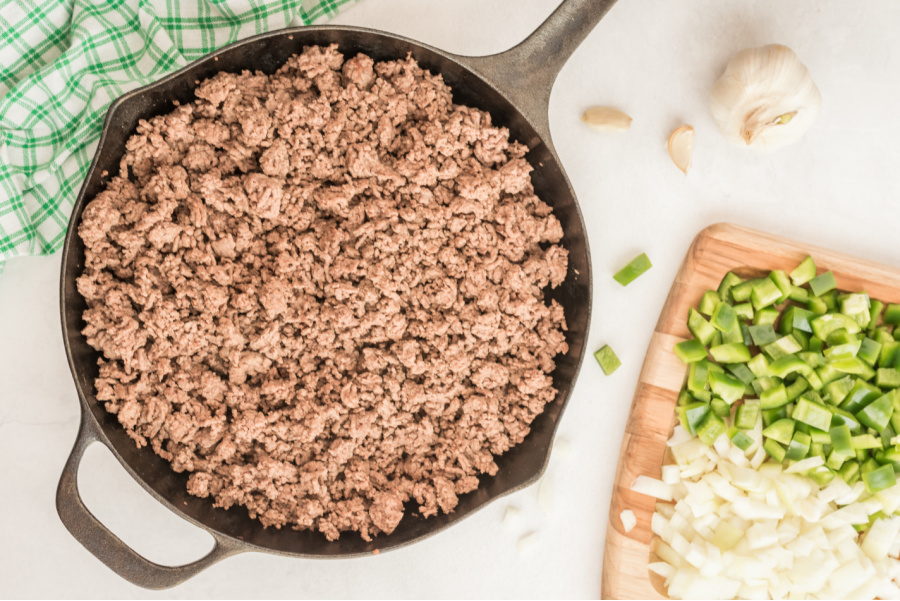 cooking ground beef in skillet