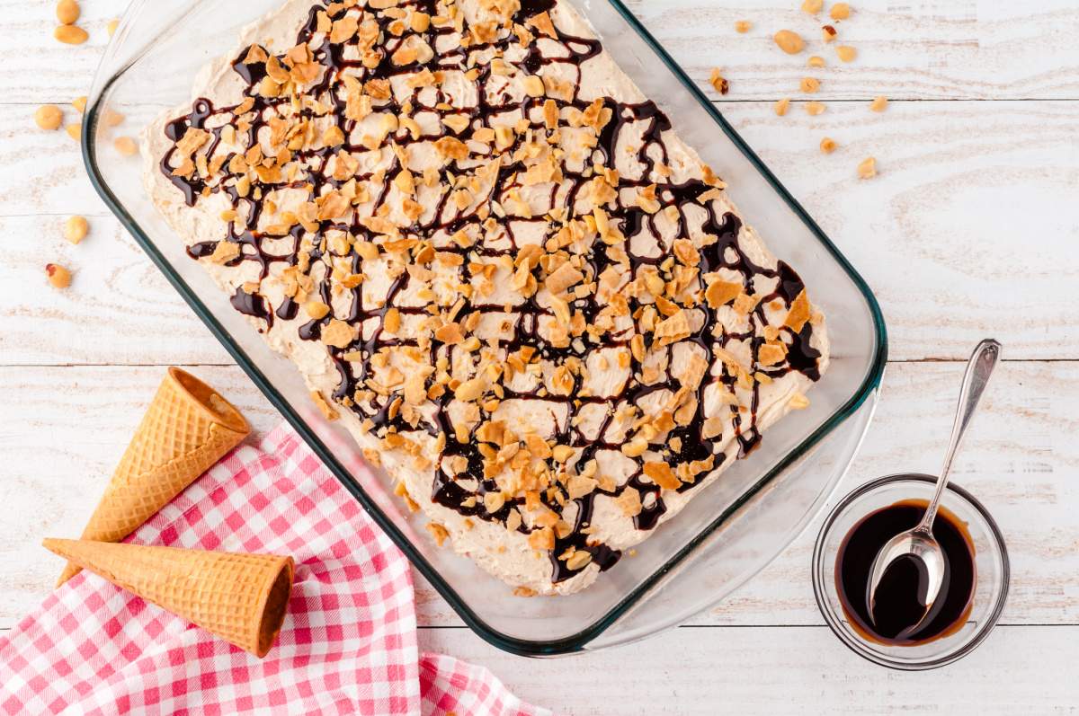 Drumstick Frozen Dessert in a baking pan