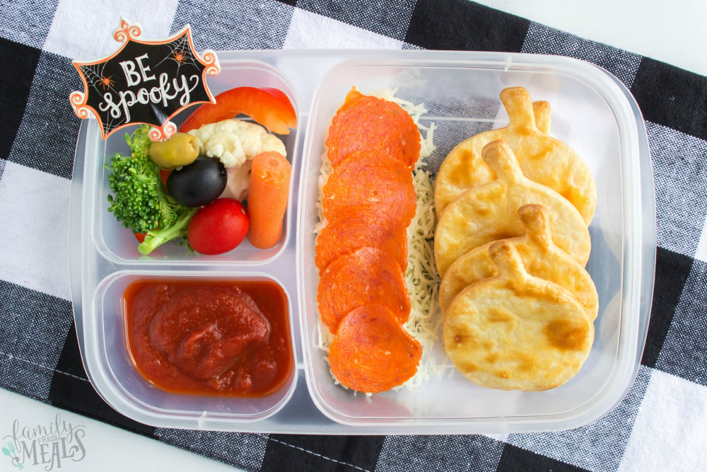 Fun Halloween Food Lunchbox Ideas - pizza lunchables - family fresh meals