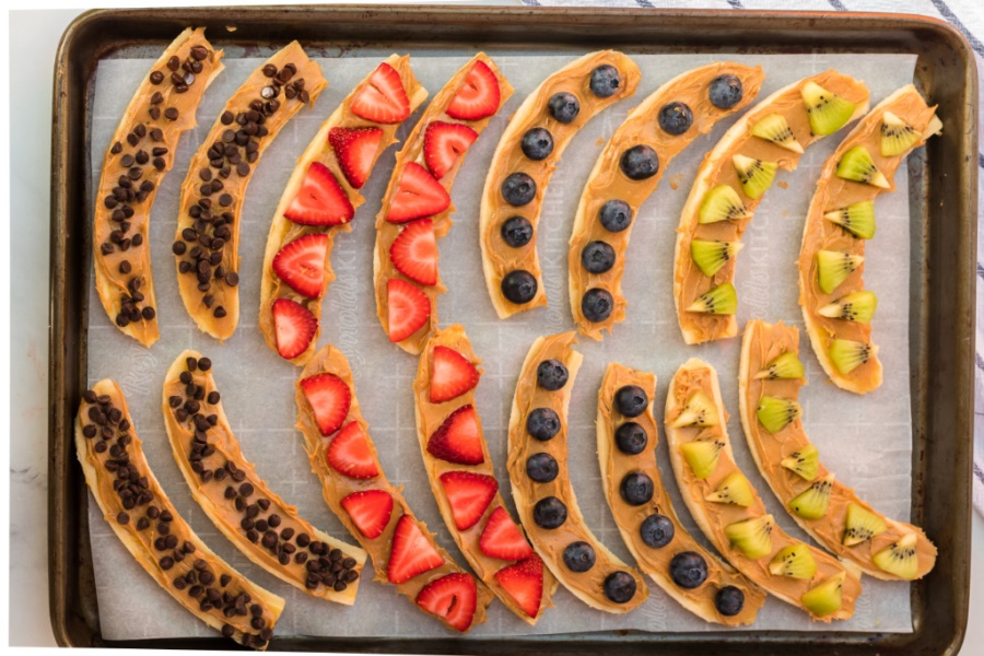 Healthy Frozen Banana Treats on a baking sheet