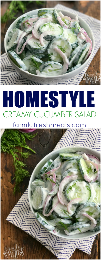 Homestyle Creamy Cucumber Salad Recipe - Yummy- Family Fresh Meals