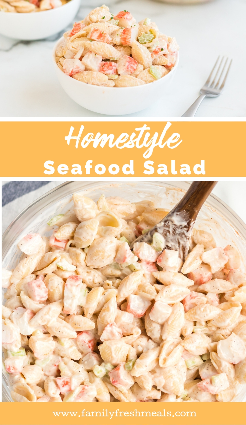 Homestyle Seafood Pasta Salad #familyfreshmeals #pastasalad #seafood #seafoodsalad #easyrecipe #summersalad #pasta #summerrecipe #side #picnic via @familyfresh