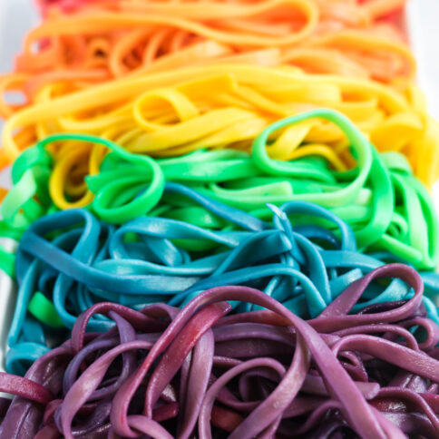 plate of rainbow pasta