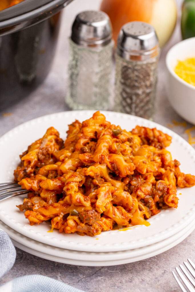 Crockpot Sloppy Joe Casserole on a plate