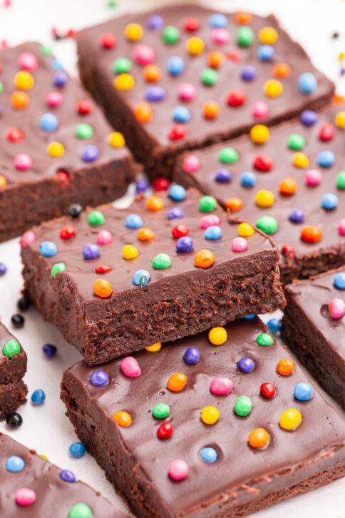 Copycat Cosmic Brownies cut into pieces