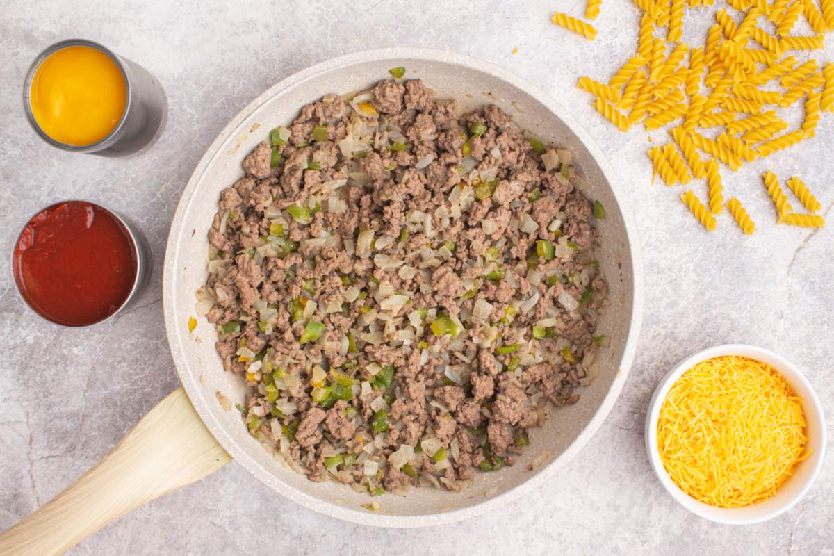 ground beef in pan