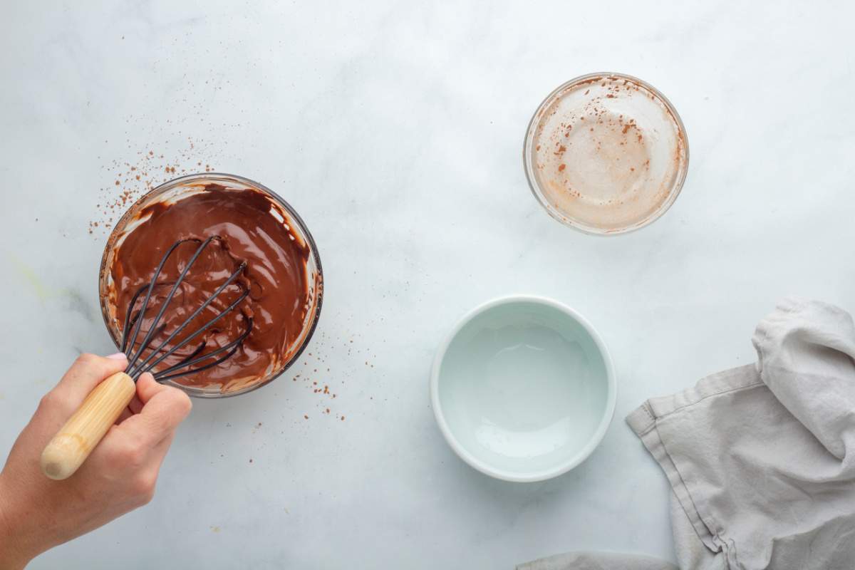 mixing cocoa powder with water