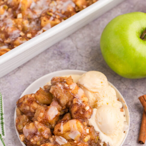 Apple Pie Bubble Up on a plate with icecream