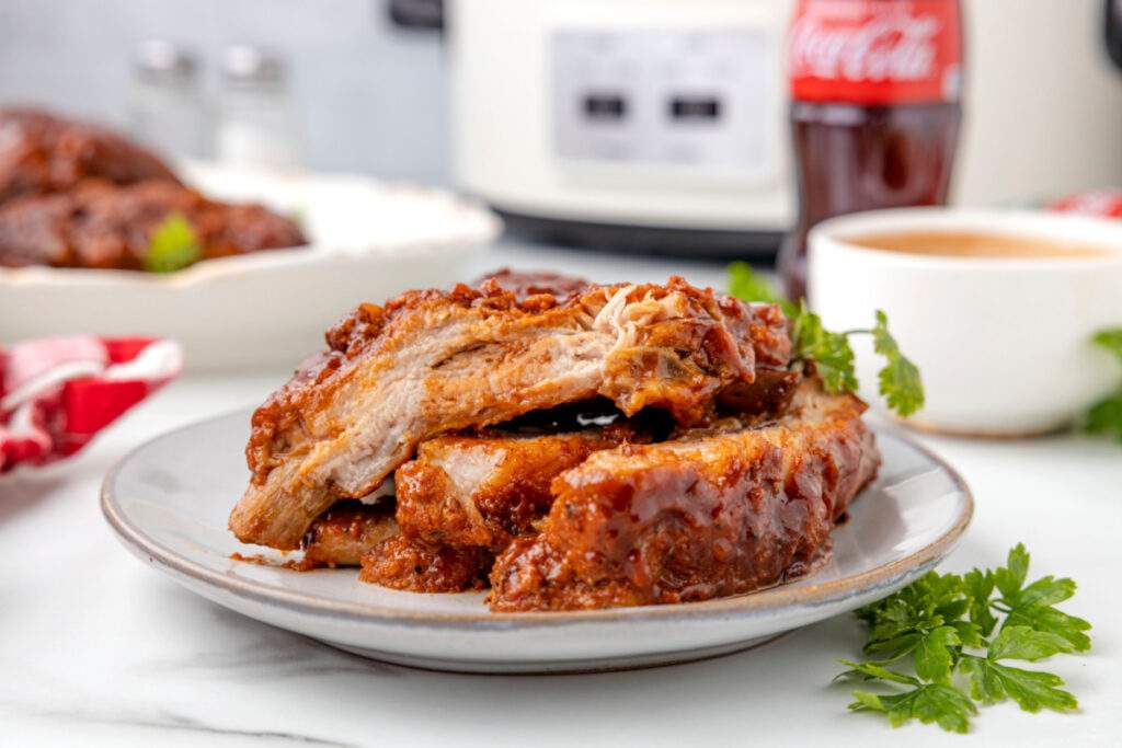 Crockpot Coke Ribs on a plate