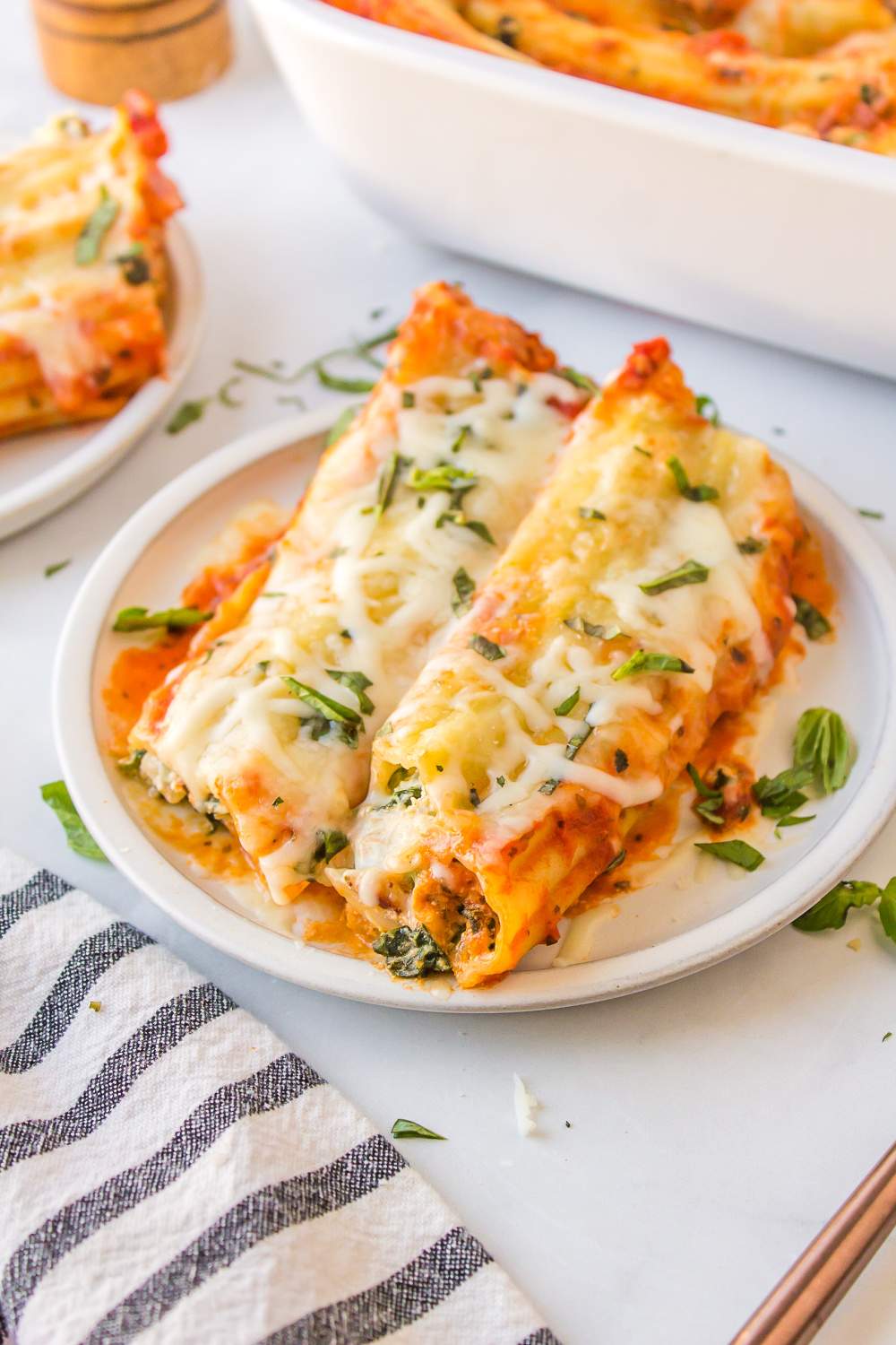 Italian Sausage Manicotti on a plate