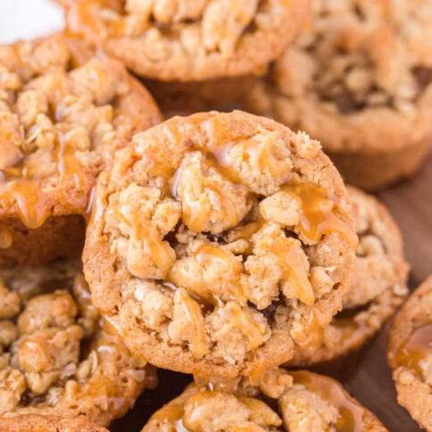 Mini Apple Crisp Cookie Cups- on a plate