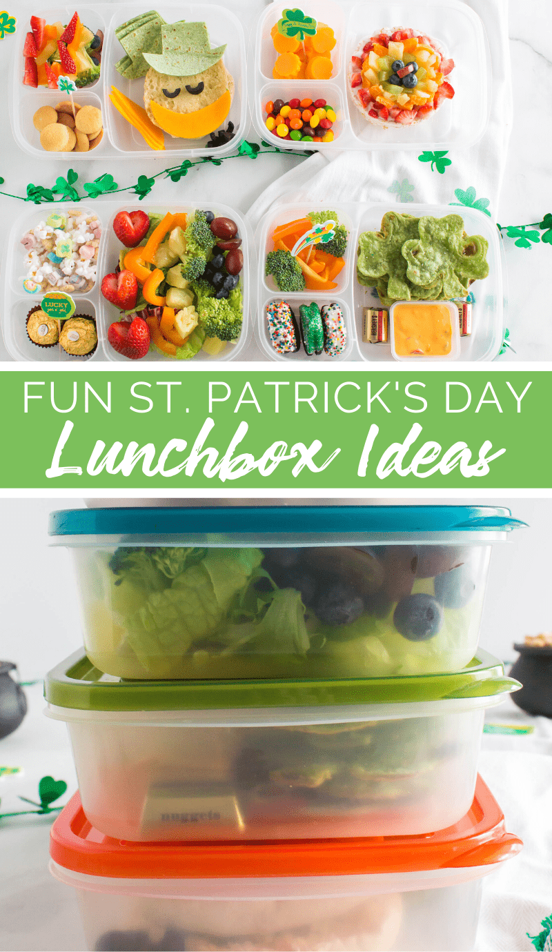 These Fun St Patrick's Day Easy Lunchbox Ideas will brighten up your kid's lunch box with bright colors of yummy food they are sure to love! #lunchbox #easylunchboxes #stpatricksday #rainbow via @familyfresh