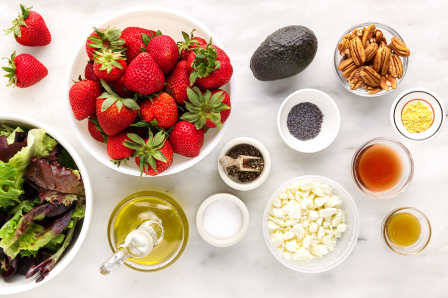 ingredients for Strawberry Avocado Salad