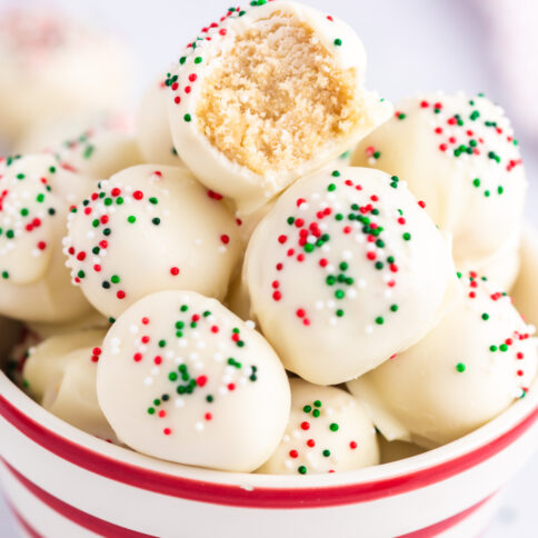 Sugar Cookie Truffles in a bowl