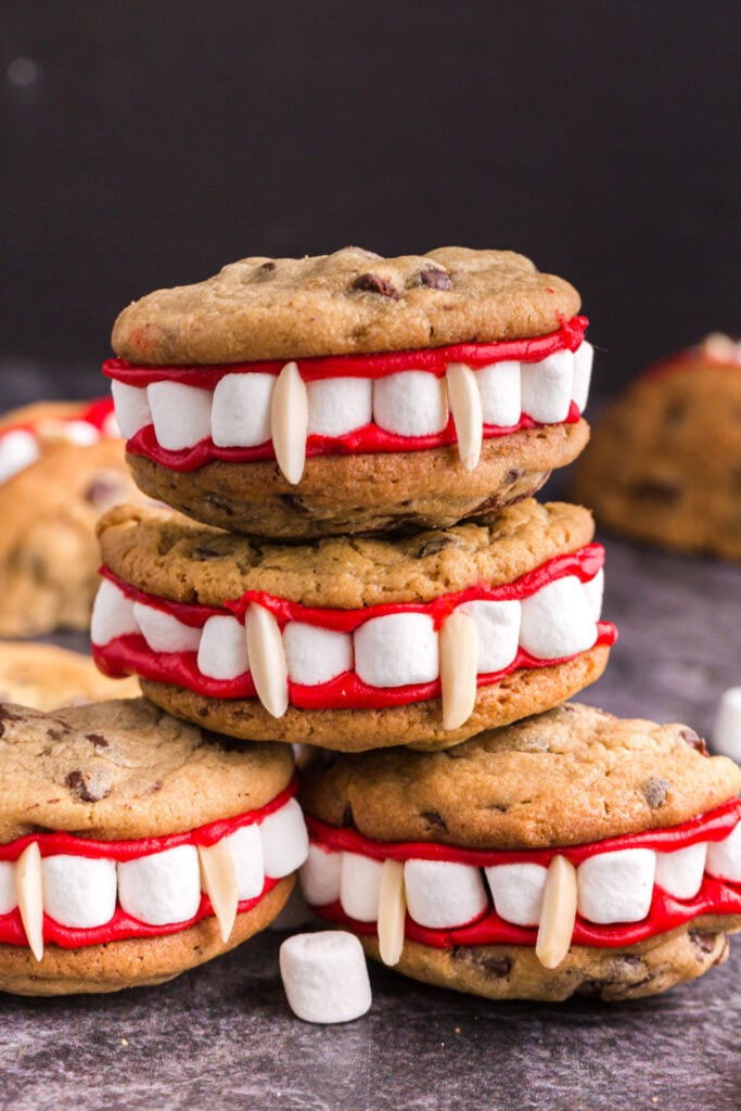 Vampire Teeth Cookies stacked up