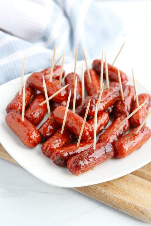 plate of air fryer bbq lil smokies